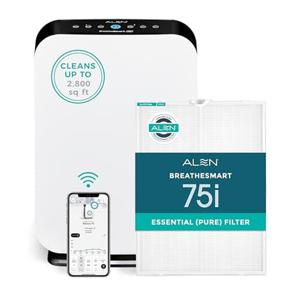 Alen Air Purifier BreatheSmart 75i HEPA w/Pure Filter for Large Rooms up to 2800 Sq. Ft. - Perfect for Living Room & Kitchen - Captures Allergens
