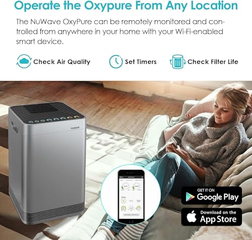 Nuwave OxyPure Ultra Clean Air Purifiers for Extra Large Room, Office, 5 Stage Filtration System with 4 Extra True HEPA Filters, Remove up to 100% of