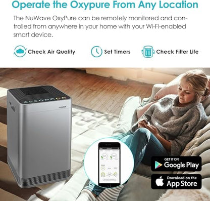Nuwave OxyPure Ultra Clean Air Purifiers for Extra Large Room, Office, 5 Stage Filtration System with 4 Extra True HEPA Filters, Remove up to 100% of