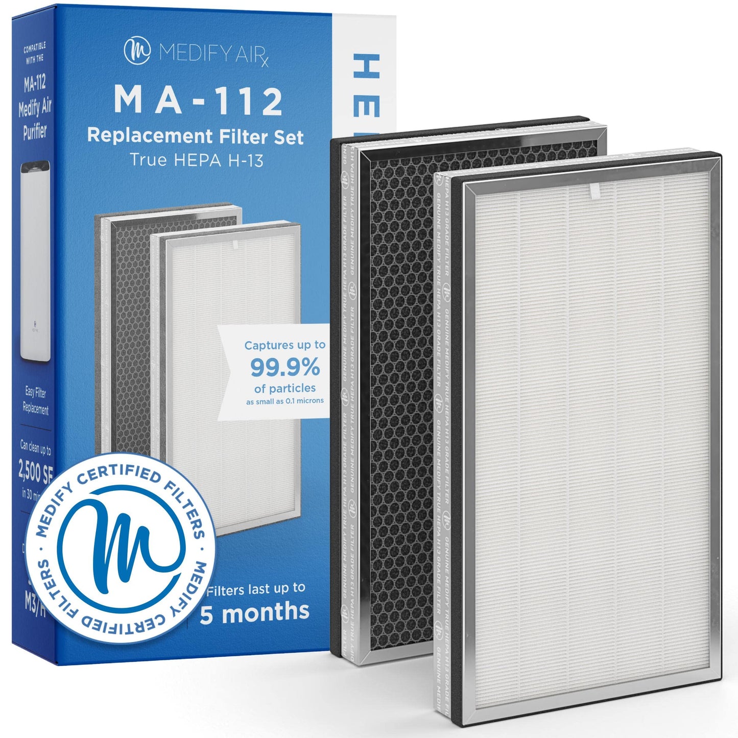 Medify MA-112 Air Purifier V3.0 with True HEPA H13 Filter | 5,948 ft² Coverage in 1hr for Smoke, Wildfires, Odors, Pollen, Pets | Quiet 99.9% Removal
